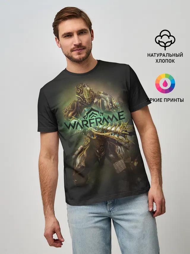 Мужская базовая футболка с принтом «Warframe — Рино»