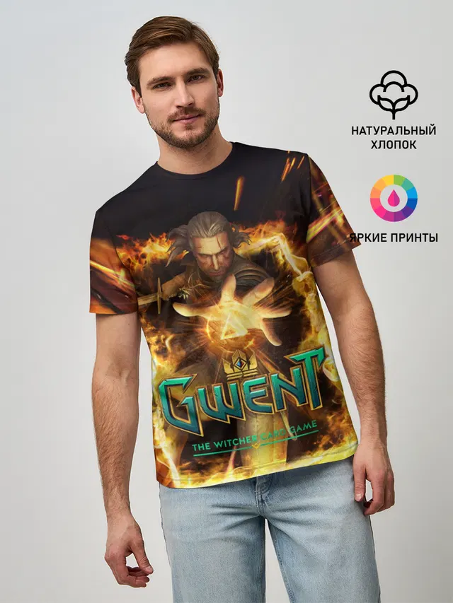 Мужская базовая футболка с принтом «Gwent — GWENT: The Witcher Card Game»
