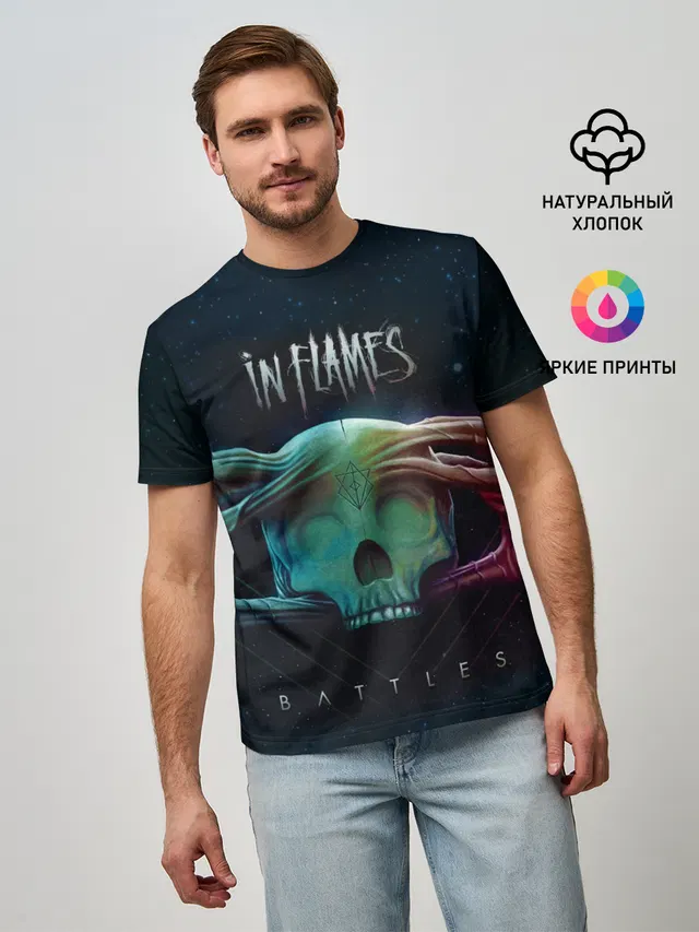 Мужская базовая футболка с принтом «In Flames — Battles»