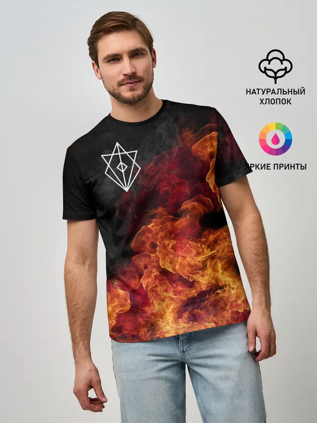 Мужская базовая футболка с принтом «In Flames — В огне»