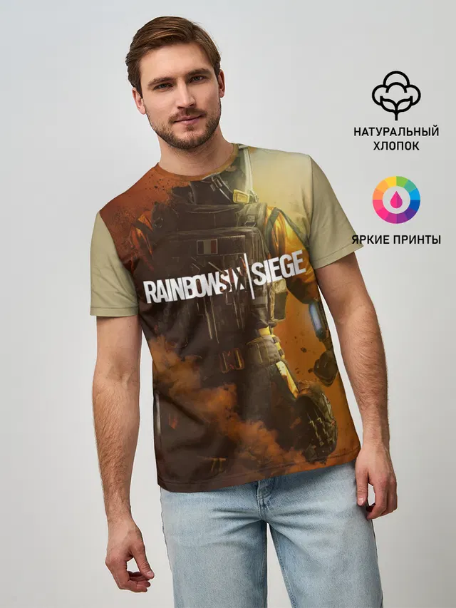 Мужская базовая футболка с принтом «Rainbow SIX Siege Outbreak»