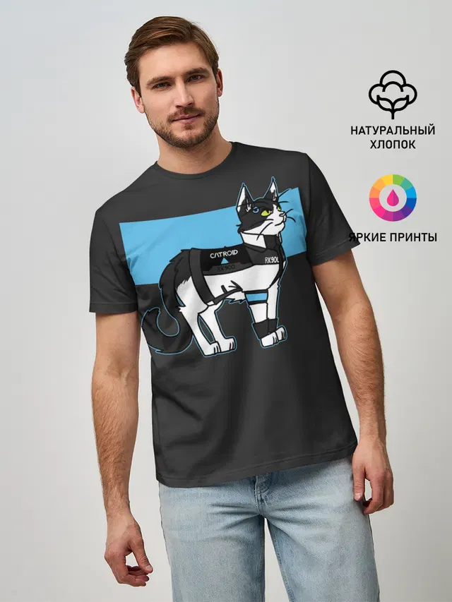 Мужская базовая футболка с принтом «Catroid Rk900»
