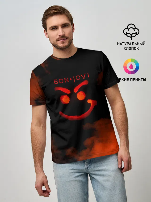 Мужская базовая футболка с принтом «Smiley face»