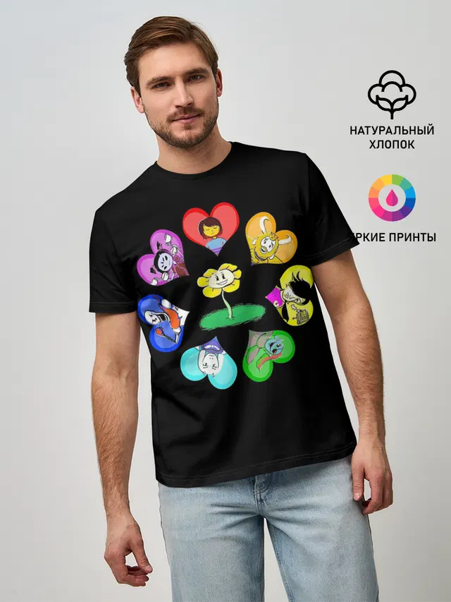 Мужская базовая футболка с принтом «Flowey»