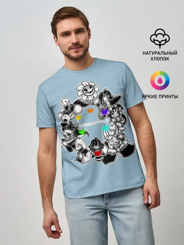 Мужская базовая футболка с принтом «Flowey»