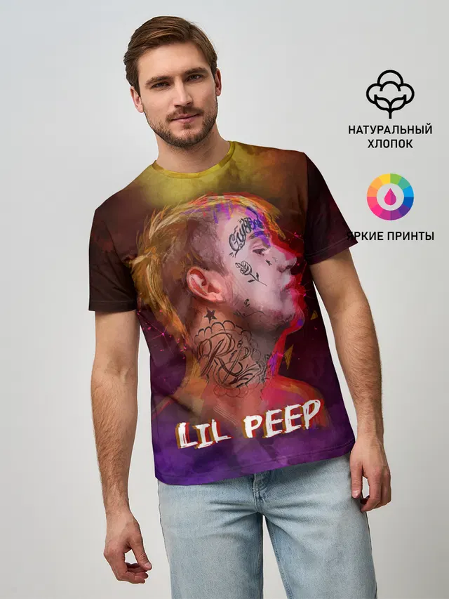 Мужская базовая футболка с принтом «Lil Peep — Lil Peep ART»