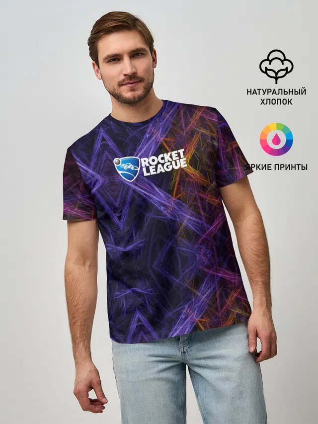 Мужская базовая футболка с принтом «Rocket League»