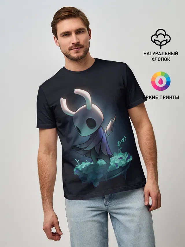 Мужская базовая футболка с принтом «Hollow Knight»