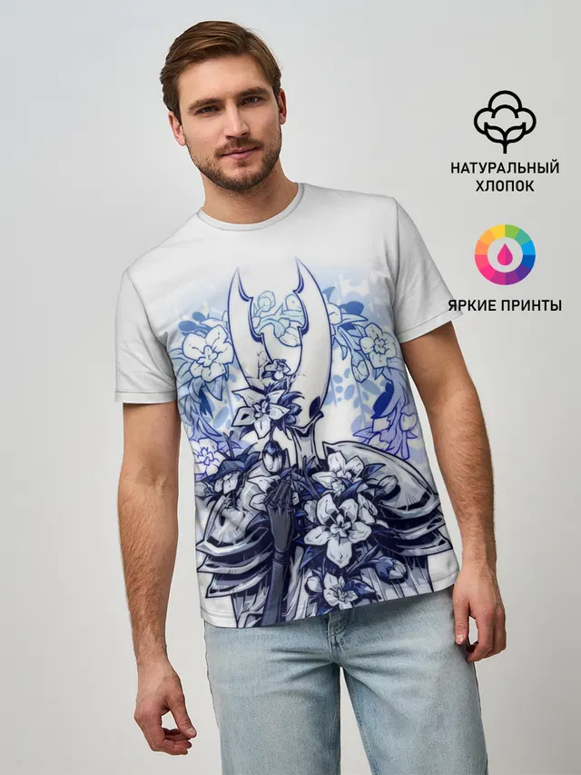 Мужская базовая футболка с принтом «Hollow Knight game»