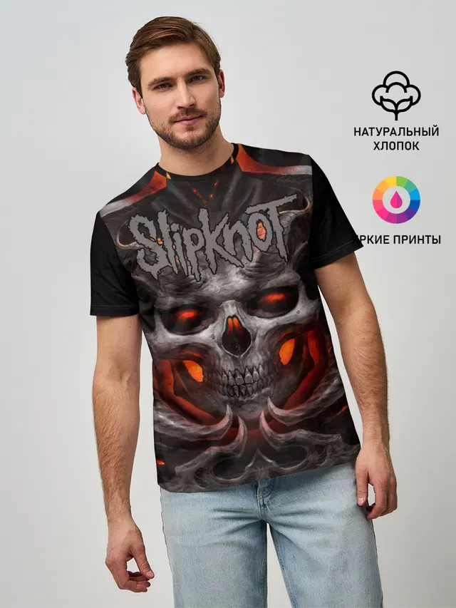 Мужская базовая футболка с принтом «Skull»