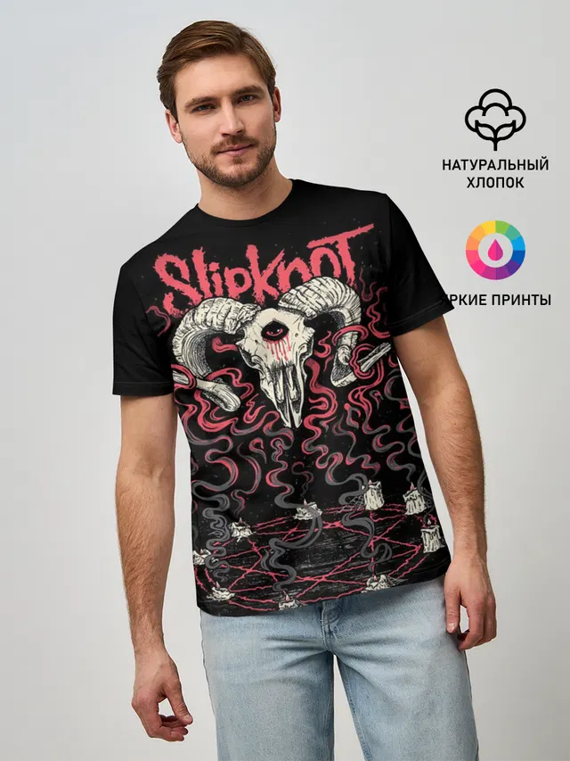 Мужская базовая футболка с принтом «Slipknot»