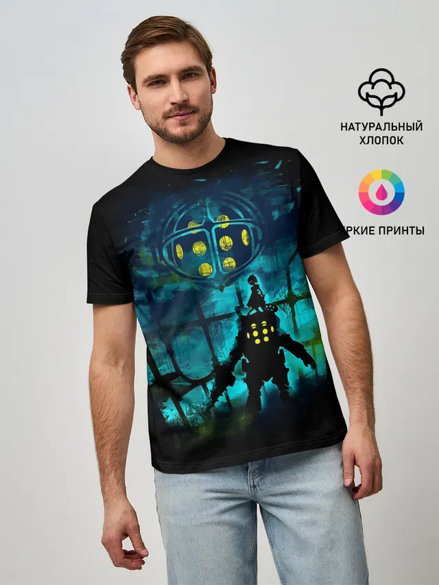 Мужская базовая футболка с принтом «BioShock»