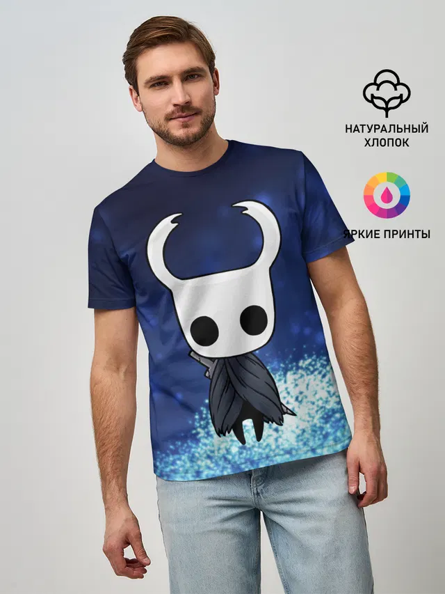 Мужская базовая футболка с принтом «Рыцарь - HOLLOW KNIGHT»