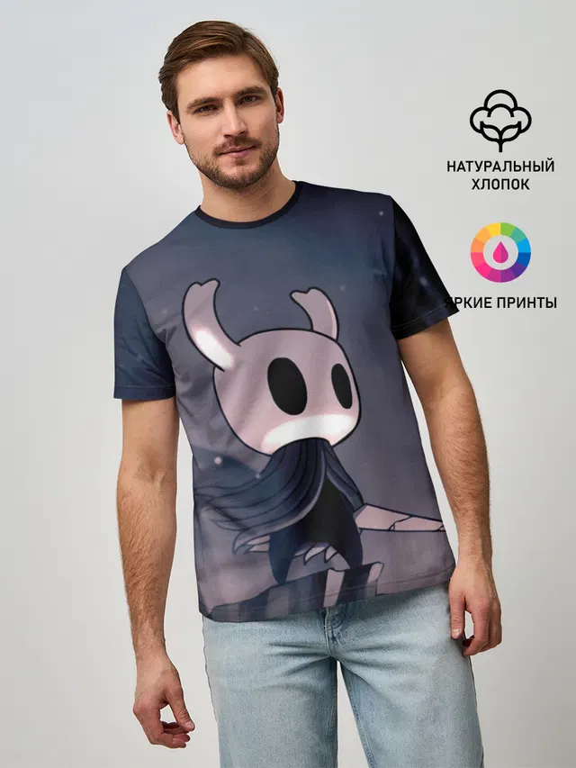 Мужская базовая футболка с принтом «Nail — Рыцарь - HOLLOW KNIGHT»