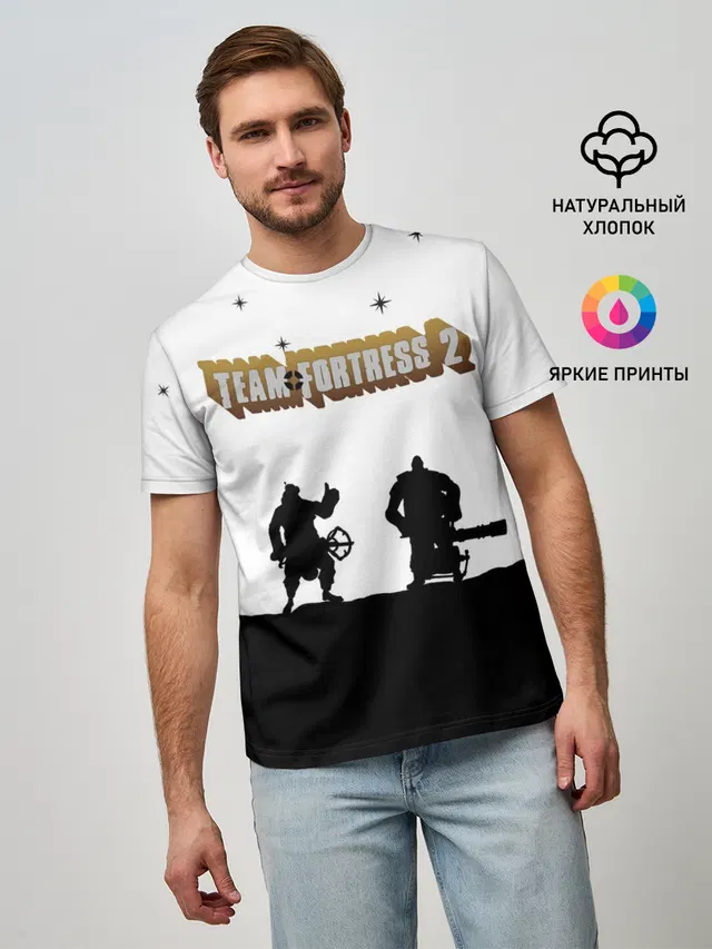 Мужская базовая футболка с принтом «Heavy — Team Fortress 2»