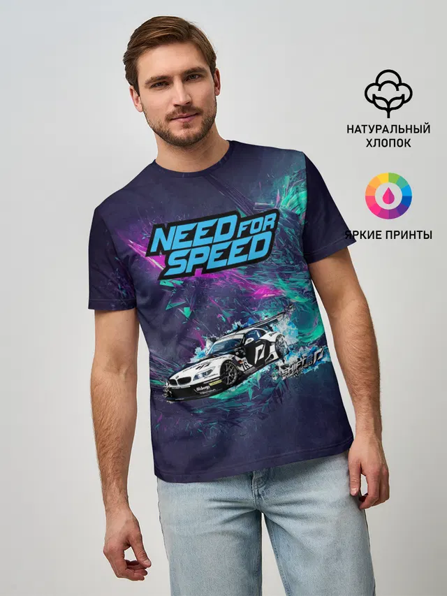 Мужская базовая футболка с принтом «NFS BMW»