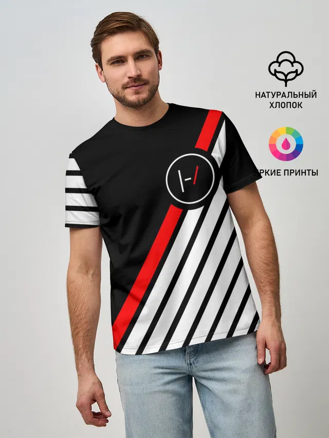 Мужская базовая футболка с принтом «Stripes»