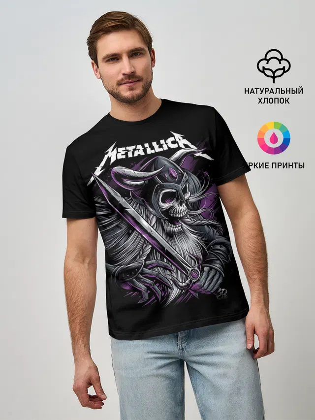 Мужская базовая футболка с принтом «Metallica»