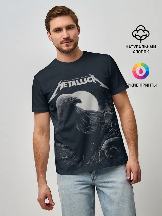 Мужская базовая футболка с принтом «Metallica»