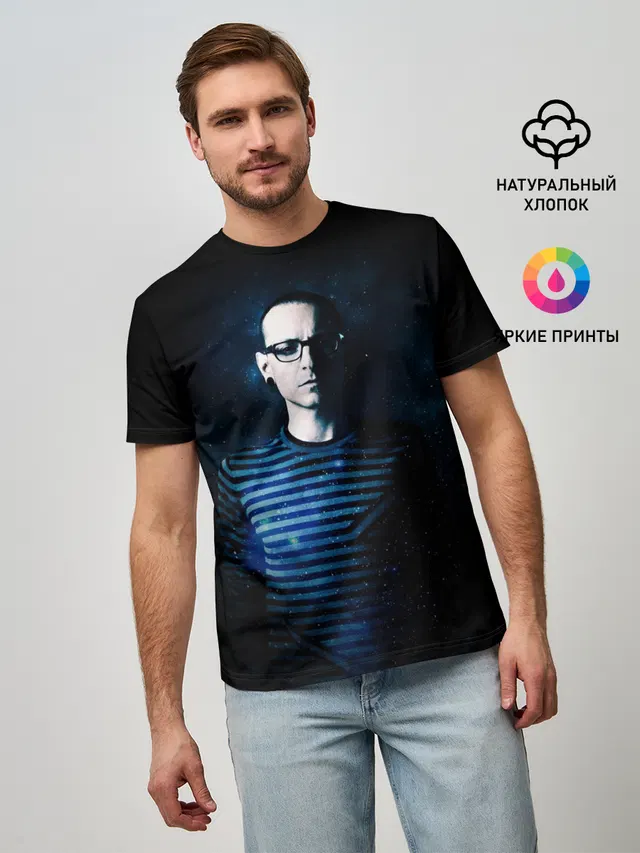 Мужская базовая футболка с принтом «Linkin Park Chester Bennington»