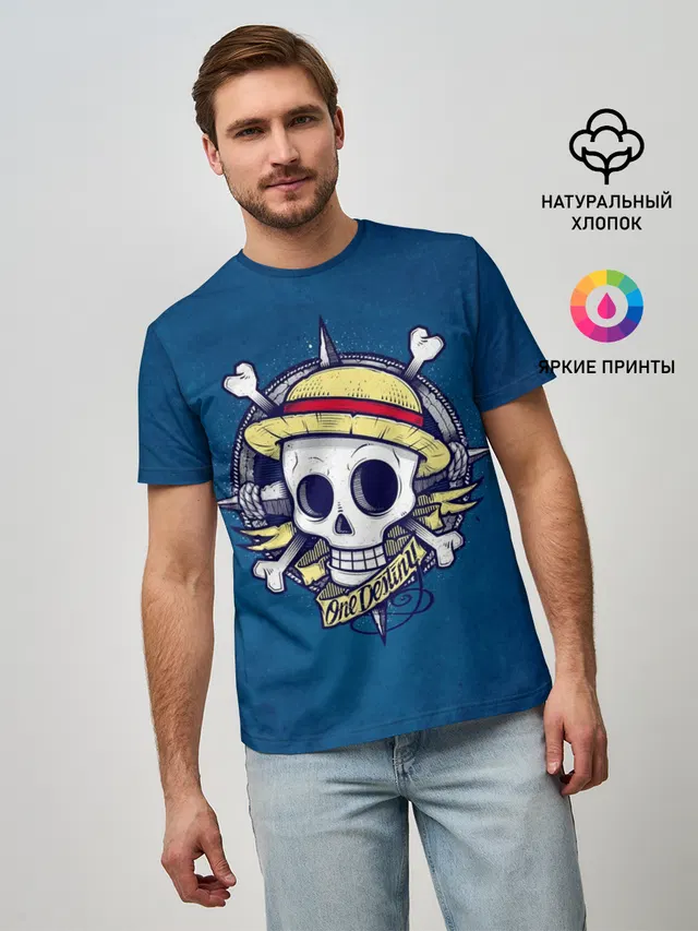 Мужская базовая футболка с принтом «Ван Пис — Straw hat pirates»