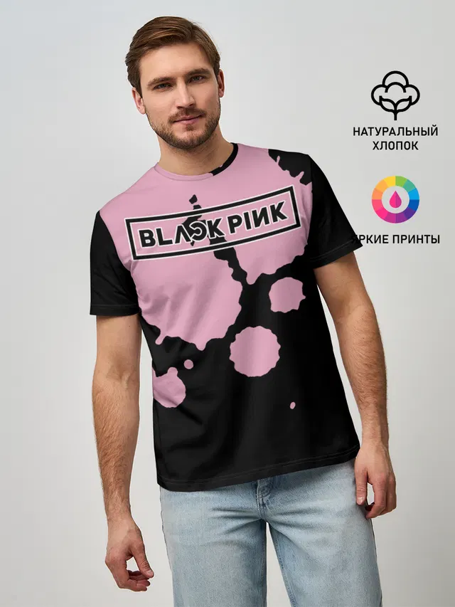 Мужская базовая футболка с принтом «BlackPink»