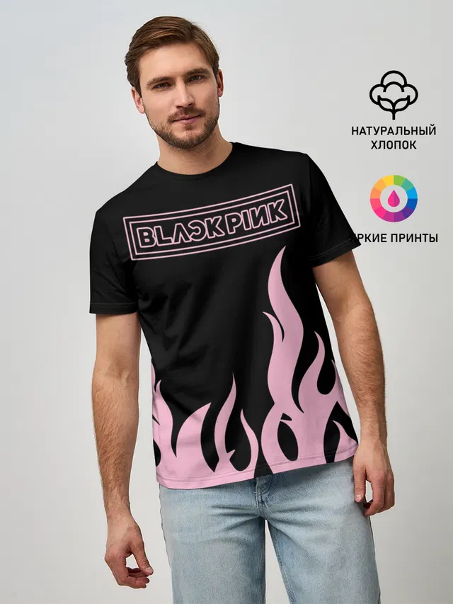 Мужская базовая футболка с принтом «BlackPink»