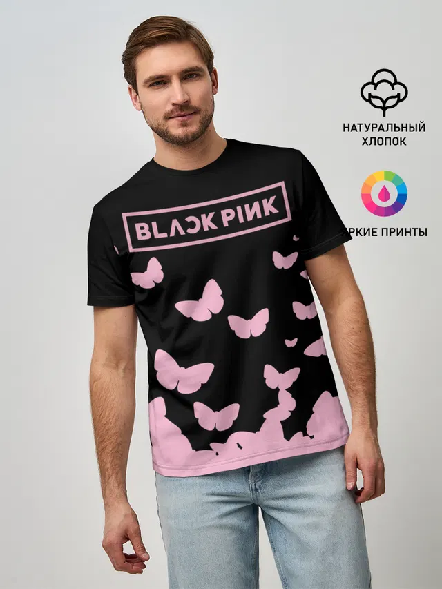 Мужская базовая футболка с принтом «BlackPink»