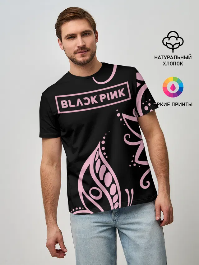 Мужская базовая футболка с принтом «BlackPink»