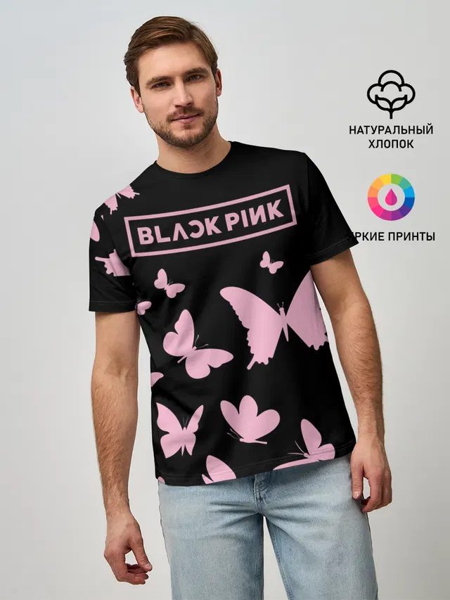 Мужская базовая футболка с принтом «BlackPink»