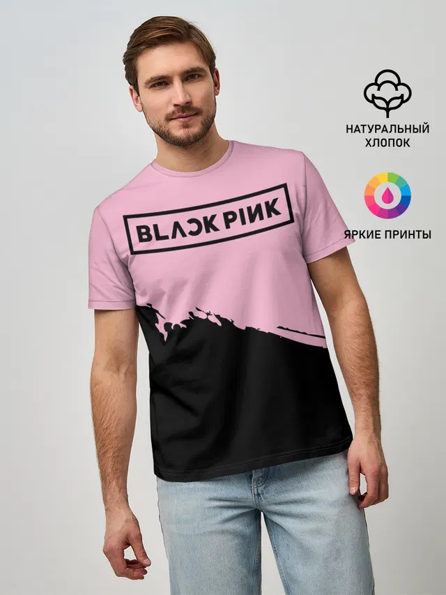Мужская базовая футболка с принтом «BlackPink»