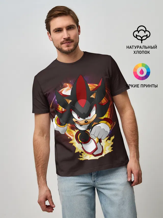 Мужская базовая футболка с принтом «Соник — Sonic. Шедоу»