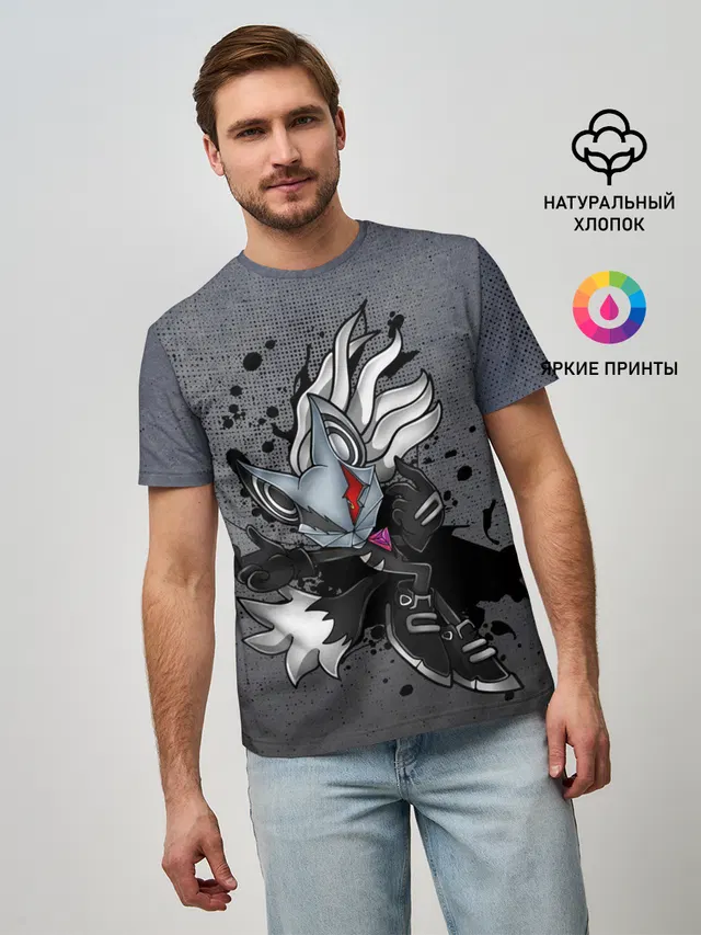 Мужская базовая футболка с принтом «Cat Sonic»