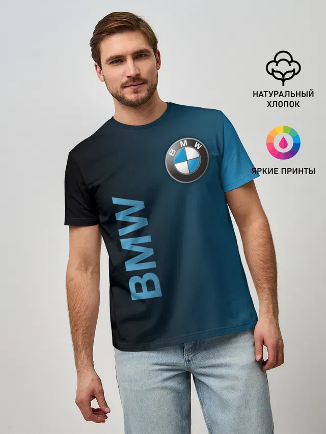 Мужская базовая футболка с принтом «BMW»