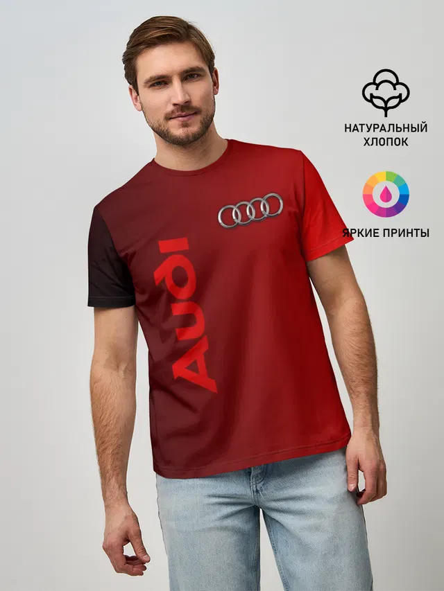 Мужская базовая футболка с принтом «Audi»