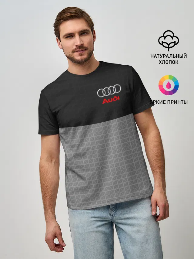 Мужская базовая футболка с принтом «Audi»