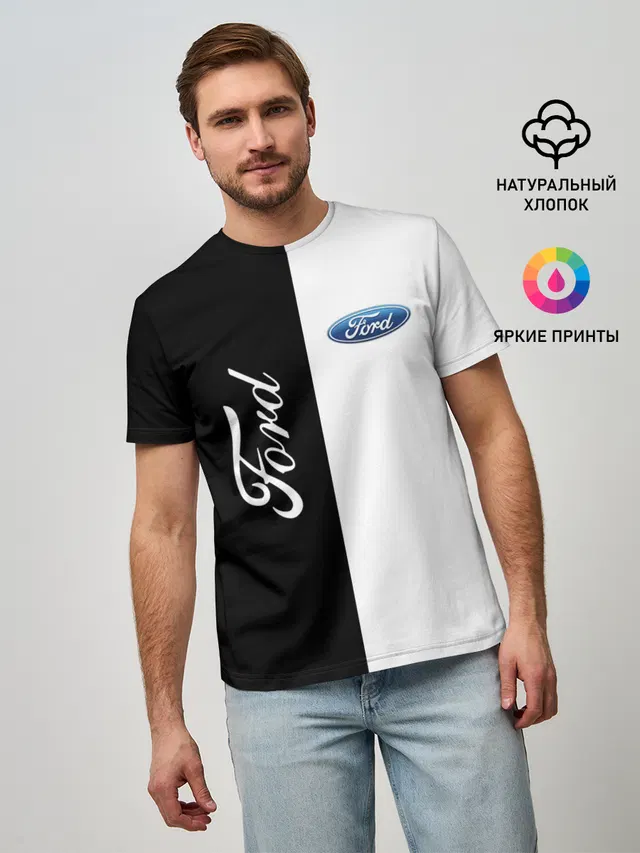 Мужская базовая футболка с принтом «Ford»