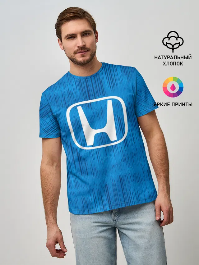 Мужская базовая футболка с принтом «Honda sport color»