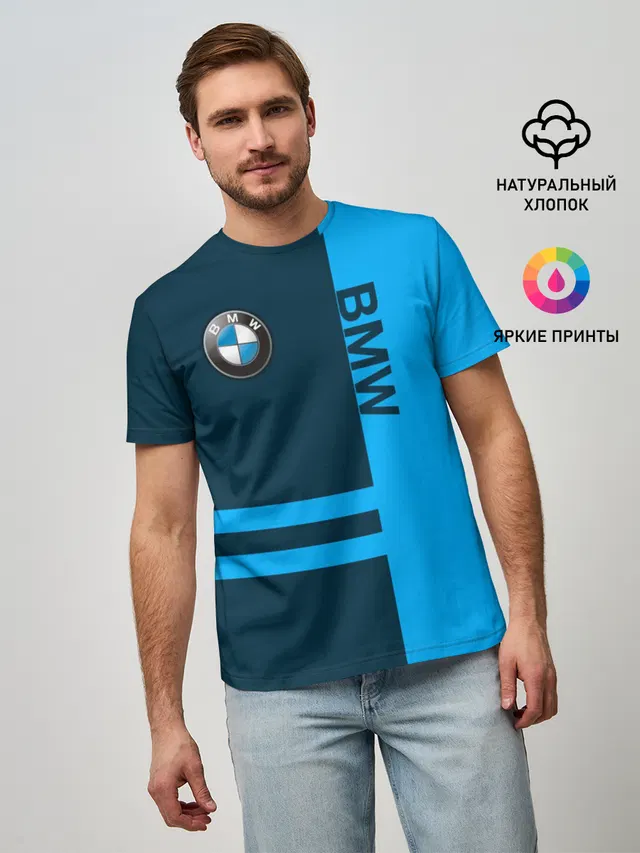 Мужская базовая футболка с принтом «BMW»