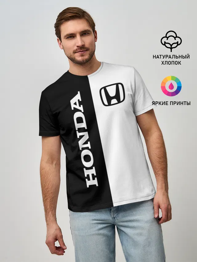 Мужская базовая футболка с принтом «Honda»