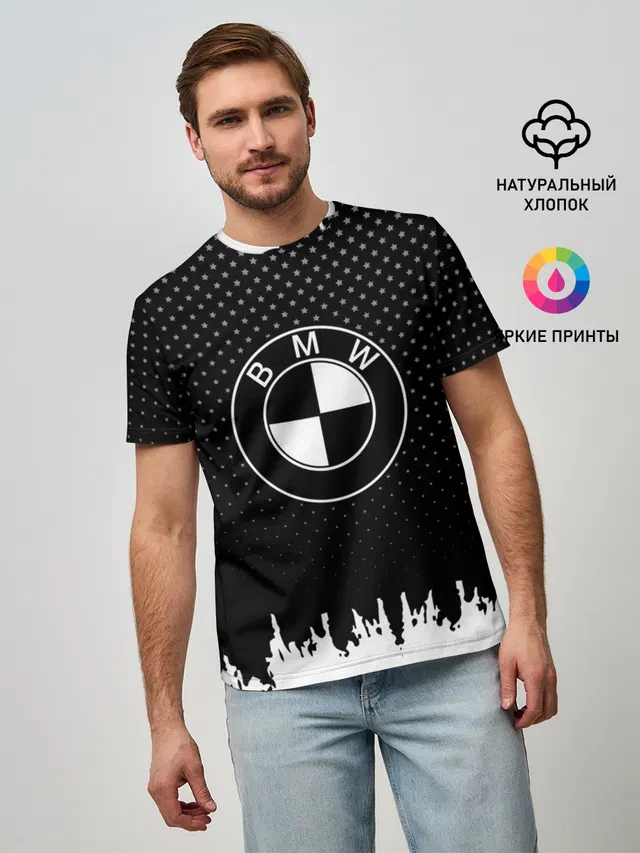 Мужская базовая футболка с принтом «BMW»