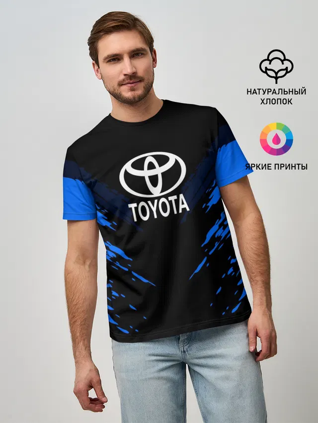 Мужская базовая футболка с принтом «Тойота — TOYOTA SPORT COLLECTION»