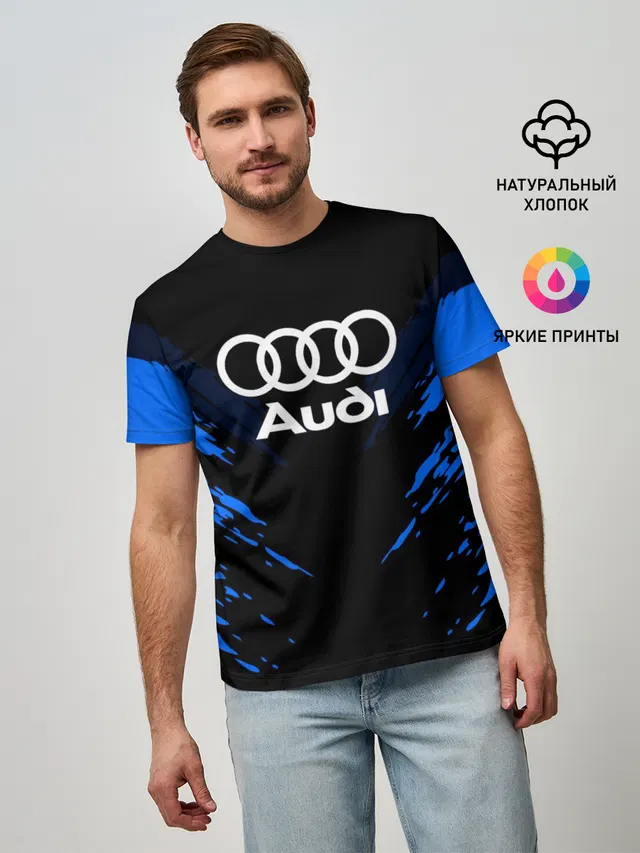 Мужская базовая футболка с принтом «Audi — AUDI SPORT COLLECTION»