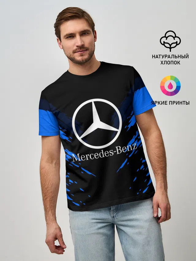 Мужская базовая футболка с принтом «Mercedes-Benz — MERCEDES-BENZ SPORT COLLECTION»