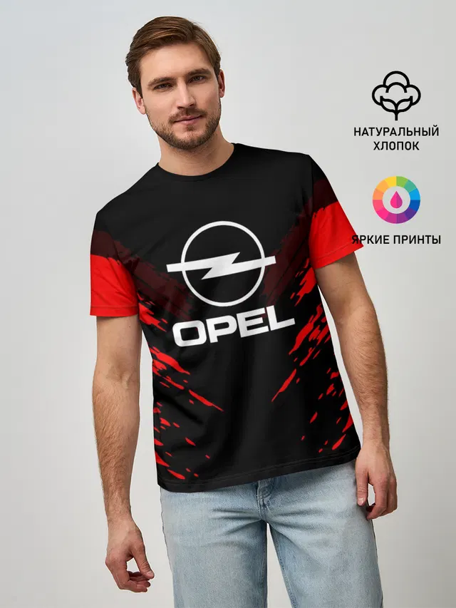 Мужская базовая футболка с принтом «Opel Sport Collection»