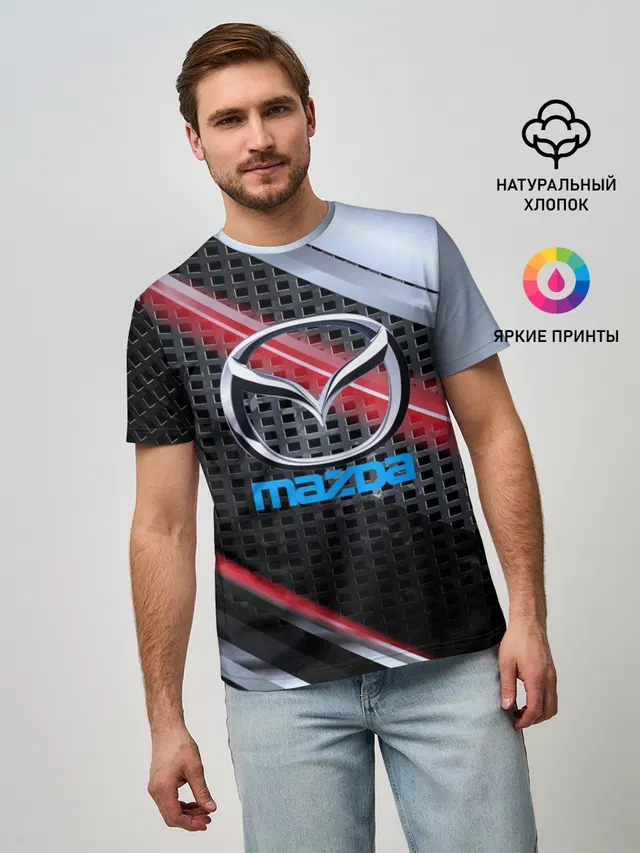 Мужская базовая футболка с принтом «MAZDA high speed collection»