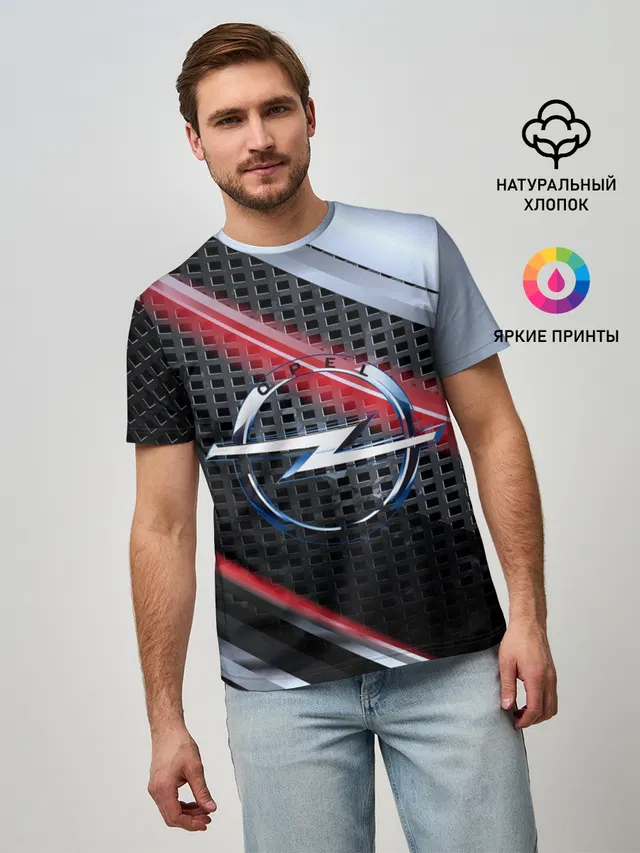 Мужская базовая футболка с принтом «OPEL high speed collection»