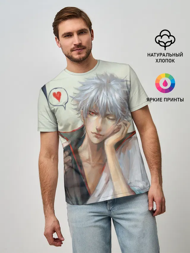 Мужская базовая футболка с принтом «Sakata Gintoki»