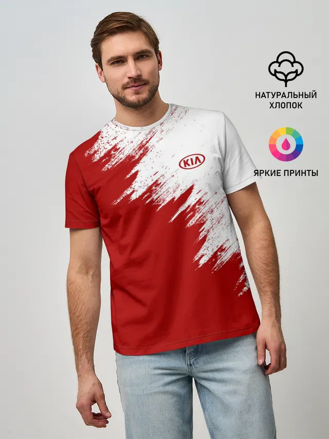 Мужская базовая футболка с принтом «KIA»