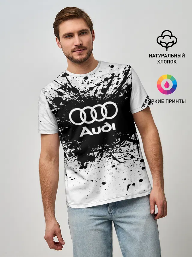 Мужская базовая футболка с принтом «Audi»